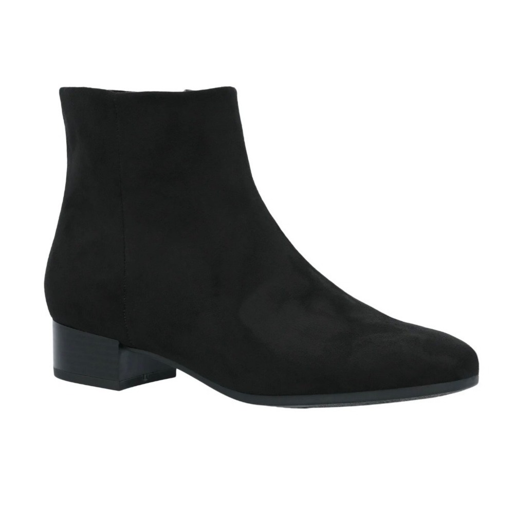 Women's suede WIDE black ankle boots - Picture 3 of 5